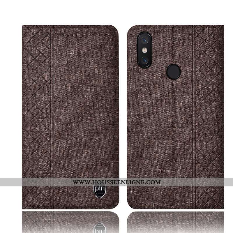 Coque Xiaomi Mi Max 3 Cuir Protection Gris Petit Housse Tout Compris Lin