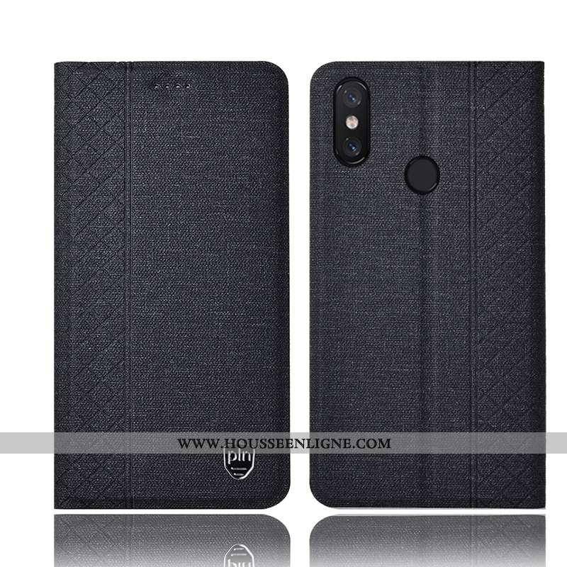 Coque Xiaomi Mi Max 3 Cuir Protection Gris Petit Housse Tout Compris Lin