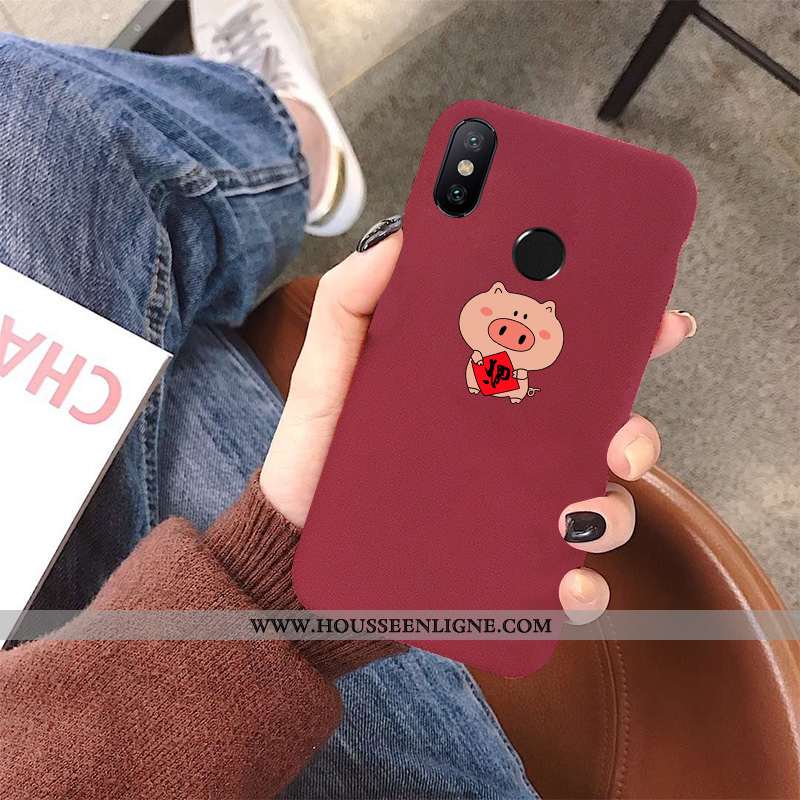 Coque Xiaomi Mi Max 3 Dessin Animé Charmant Délavé En Daim Fluide Doux Amoureux Incassable Bordeaux