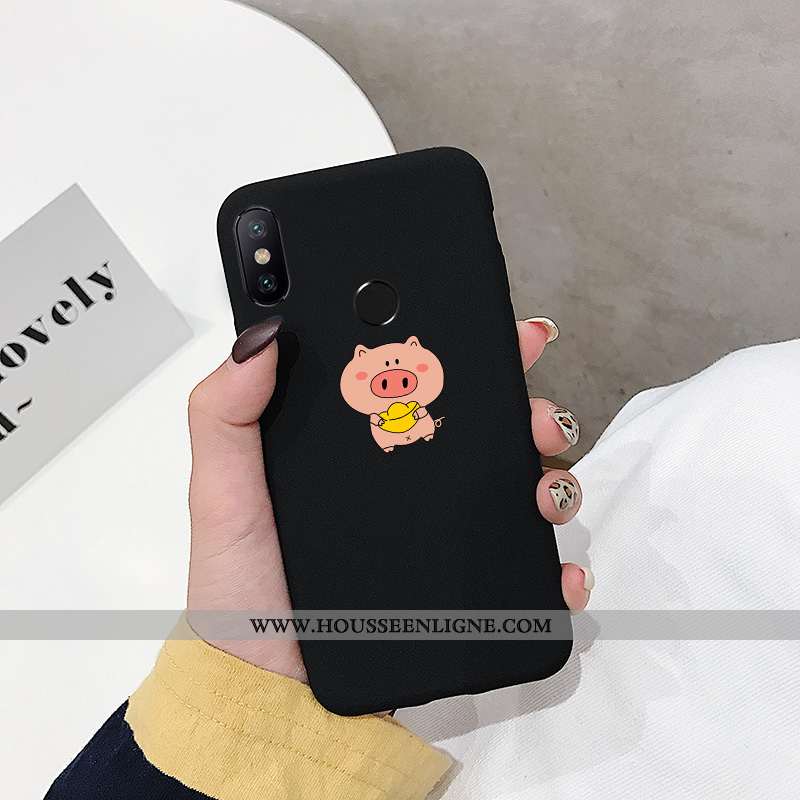 Coque Xiaomi Mi Max 3 Dessin Animé Charmant Délavé En Daim Fluide Doux Amoureux Incassable Bordeaux