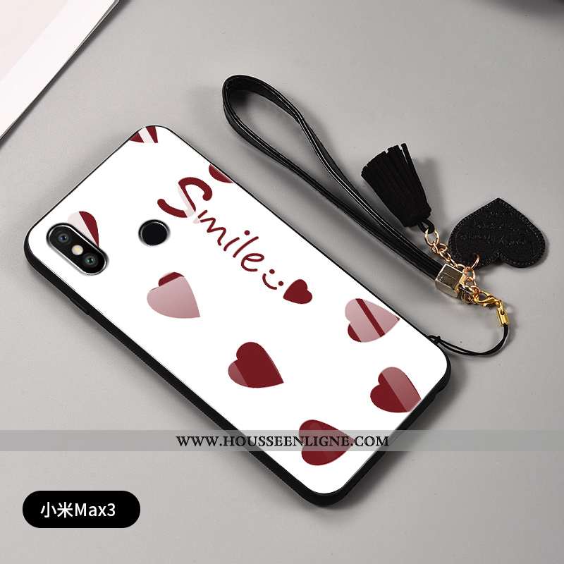 Coque Xiaomi Mi Max 3 Personnalité Créatif Verre Tout Compris Étui Amour Bordeaux