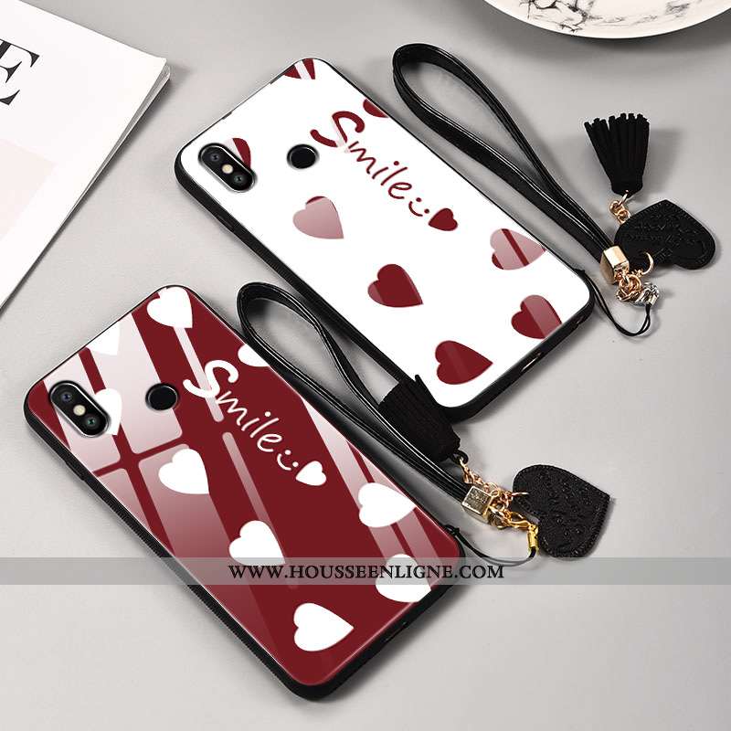 Coque Xiaomi Mi Max 3 Personnalité Créatif Verre Tout Compris Étui Amour Bordeaux