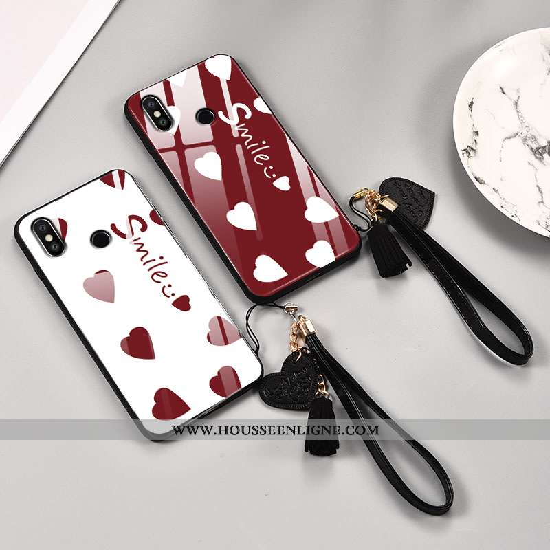 Coque Xiaomi Mi Max 3 Personnalité Créatif Verre Tout Compris Étui Amour Bordeaux