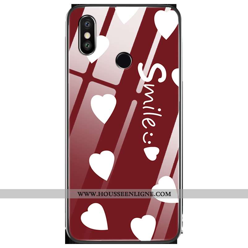 Coque Xiaomi Mi Max 3 Personnalité Créatif Verre Tout Compris Étui Amour Bordeaux