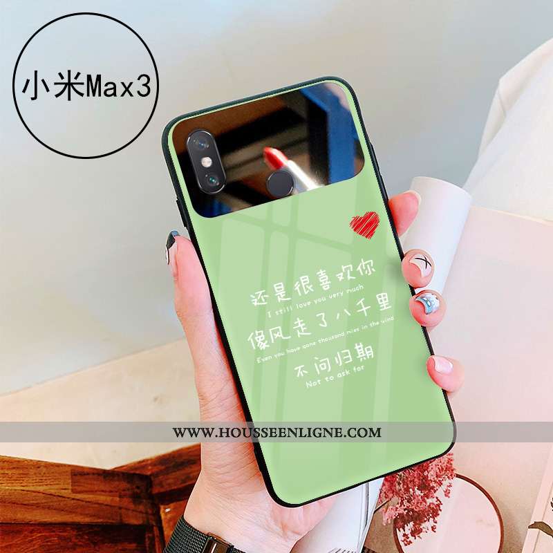 Coque Xiaomi Mi Max 3 Personnalité Verre Simple Net Rouge Téléphone Portable Vert Verte