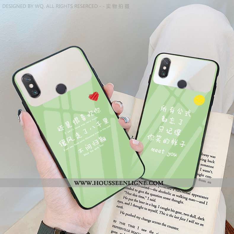 Coque Xiaomi Mi Max 3 Personnalité Verre Simple Net Rouge Téléphone Portable Vert Verte
