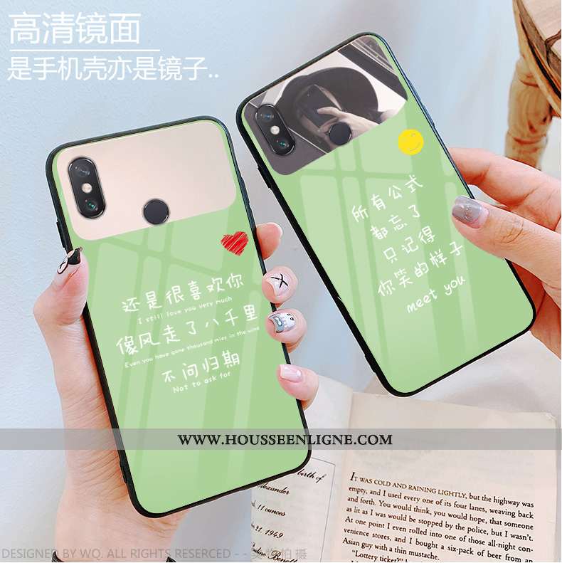 Coque Xiaomi Mi Max 3 Personnalité Verre Simple Net Rouge Téléphone Portable Vert Verte