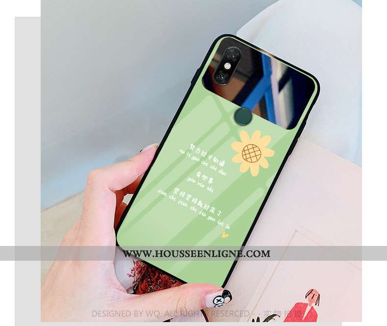 Coque Xiaomi Mi Max 3 Personnalité Verre Simple Net Rouge Téléphone Portable Vert Verte