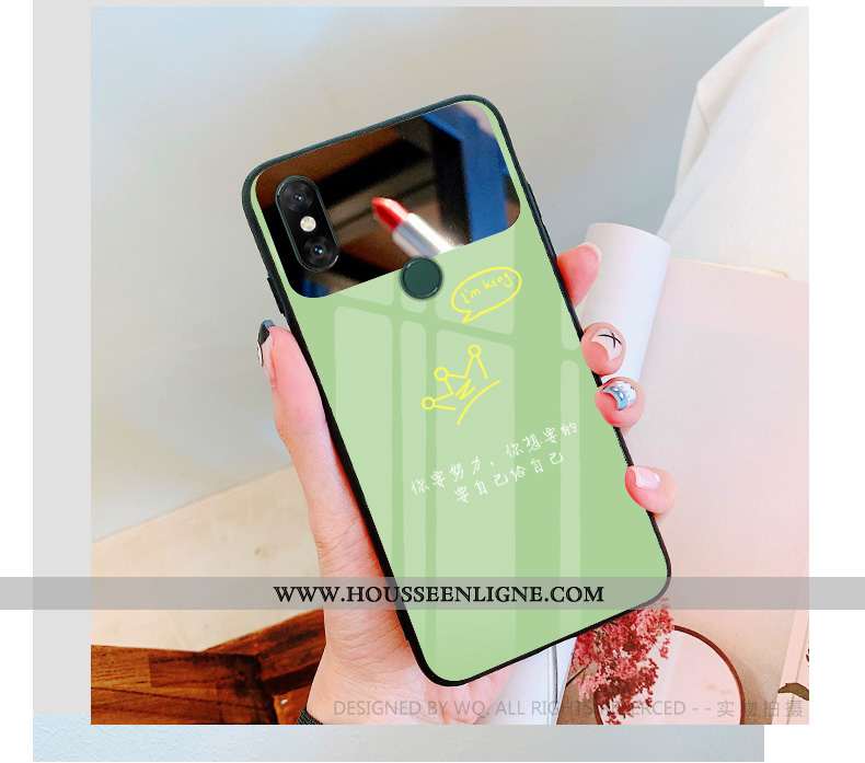 Coque Xiaomi Mi Max 3 Personnalité Verre Simple Net Rouge Téléphone Portable Vert Verte