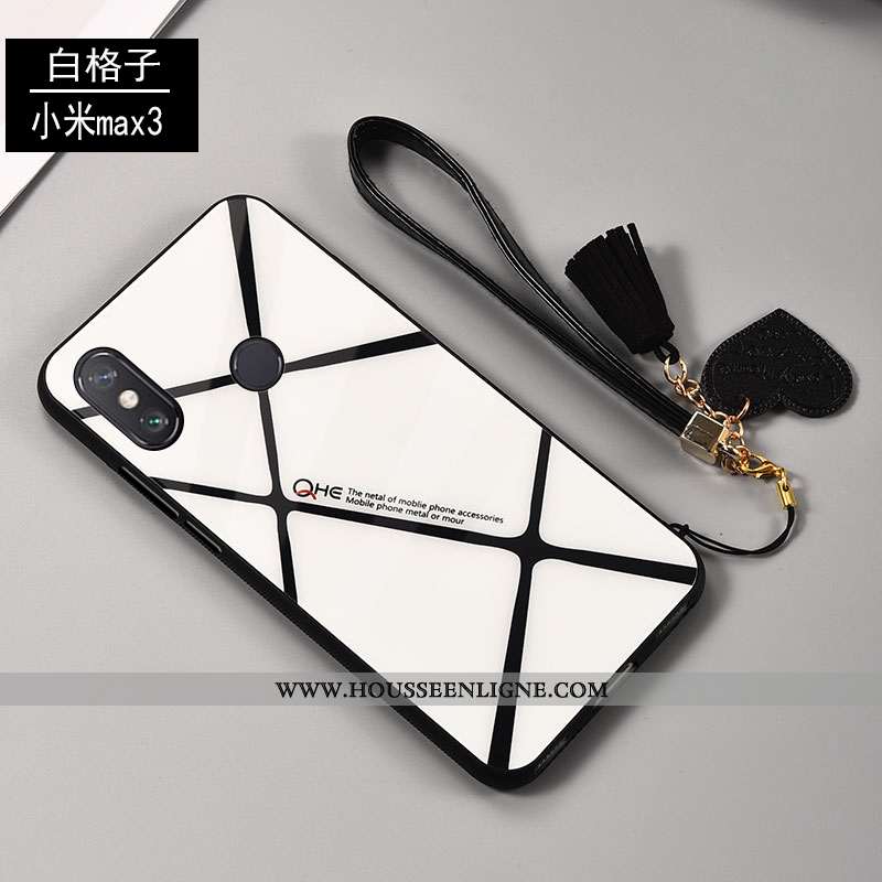 Coque Xiaomi Mi Max 3 Protection Verre Téléphone Portable Amoureux Incassable Simple Créatif Blanche