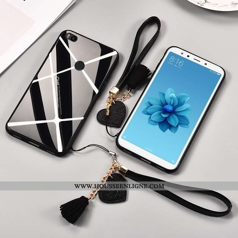 Coque Xiaomi Mi Max 3 Protection Verre Téléphone Portable Amoureux Incassable Simple Créatif Blanche