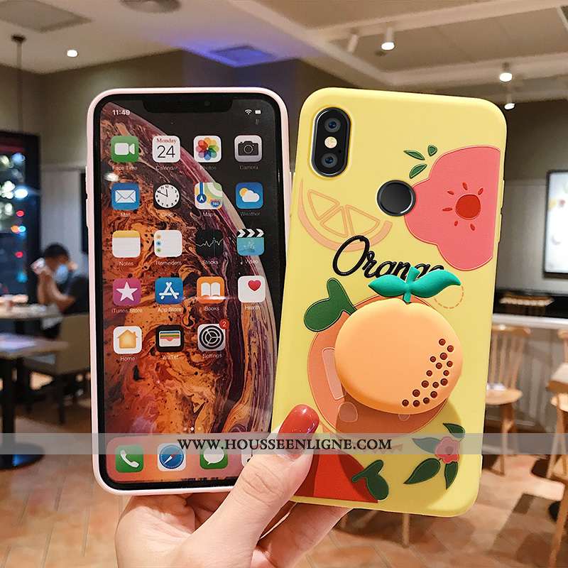 Coque Xiaomi Mi Max 3 Silicone Protection Fruit Net Rouge Incassable Petit Jaune