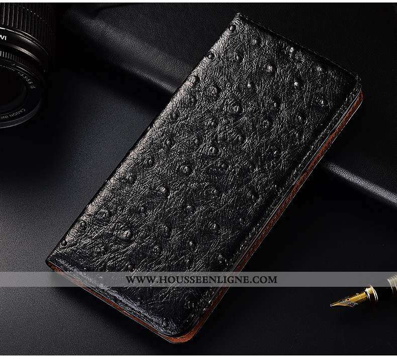 Coque Xiaomi Mi Max 3 Silicone Protection Petit Cuir Cuir Véritable Incassable Noir