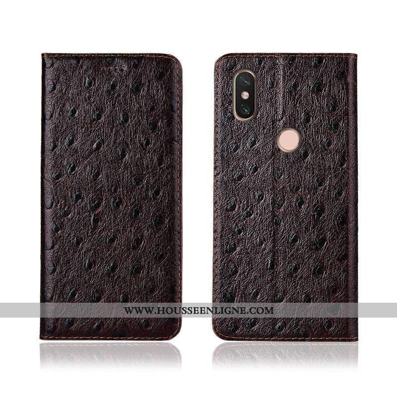Coque Xiaomi Mi Max 3 Silicone Protection Petit Cuir Cuir Véritable Incassable Noir