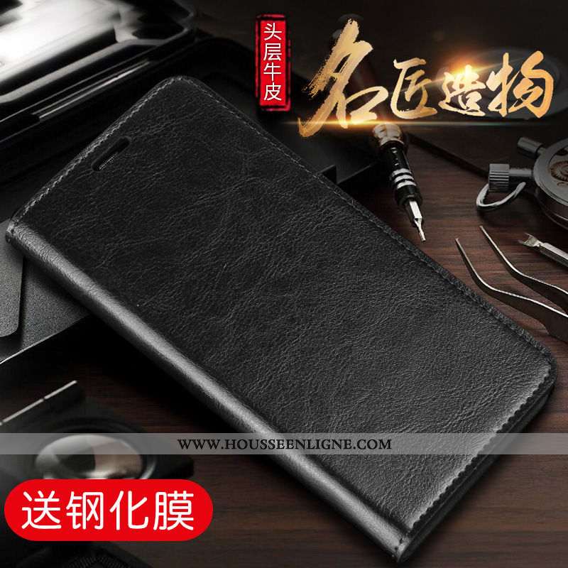 Coque Xiaomi Mi Max 3 Tendance Cuir Véritable Plier Téléphone Portable Marron Petit
