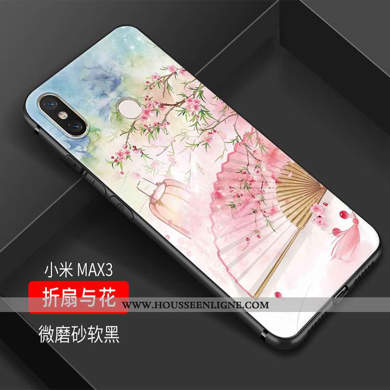 Coque Xiaomi Mi Max 3 Vintage Fluide Doux Silicone Incassable Rose Téléphone Portable