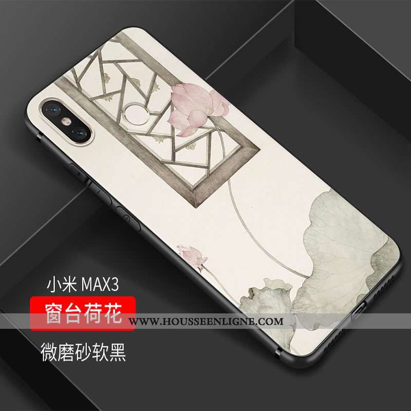 Coque Xiaomi Mi Max 3 Vintage Fluide Doux Silicone Incassable Rose Téléphone Portable