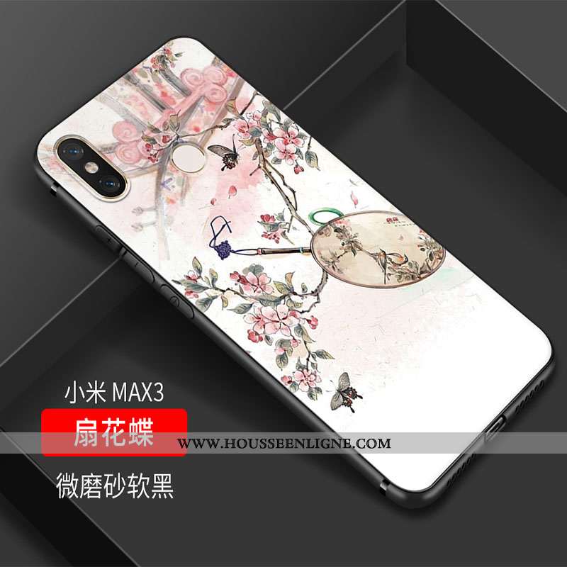 Coque Xiaomi Mi Max 3 Vintage Fluide Doux Silicone Incassable Rose Téléphone Portable
