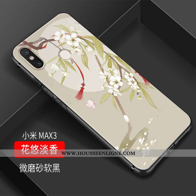 Coque Xiaomi Mi Max 3 Vintage Fluide Doux Silicone Incassable Rose Téléphone Portable