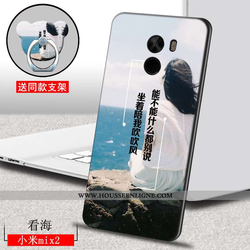 Coque Xiaomi Mi Mix 2 Dessin Animé Charmant Étui Tout Compris Bleu Fluide Doux