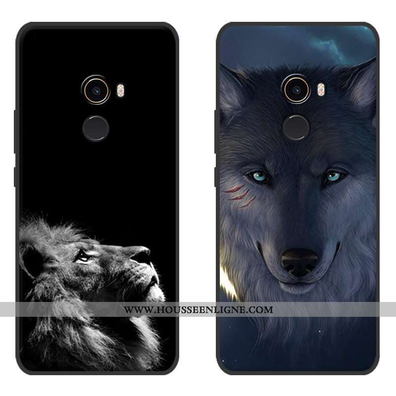 Coque Xiaomi Mi Mix 2 Protection Délavé En Daim Modèle Fleurie Étui Petit Fluide Doux Silicone Noir