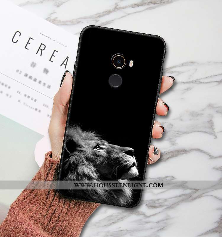 Coque Xiaomi Mi Mix 2 Protection Délavé En Daim Modèle Fleurie Étui Petit Fluide Doux Silicone Noir