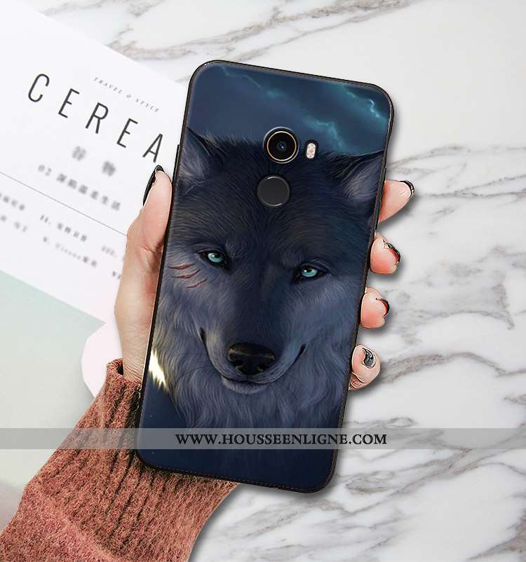 Coque Xiaomi Mi Mix 2 Protection Délavé En Daim Modèle Fleurie Étui Petit Fluide Doux Silicone Noir