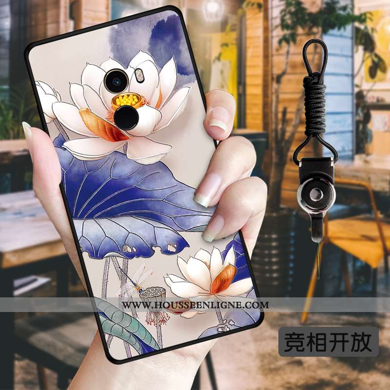 Coque Xiaomi Mi Mix 2 Protection Personnalité Vert Fleurs Vent Téléphone Portable Étui Verte