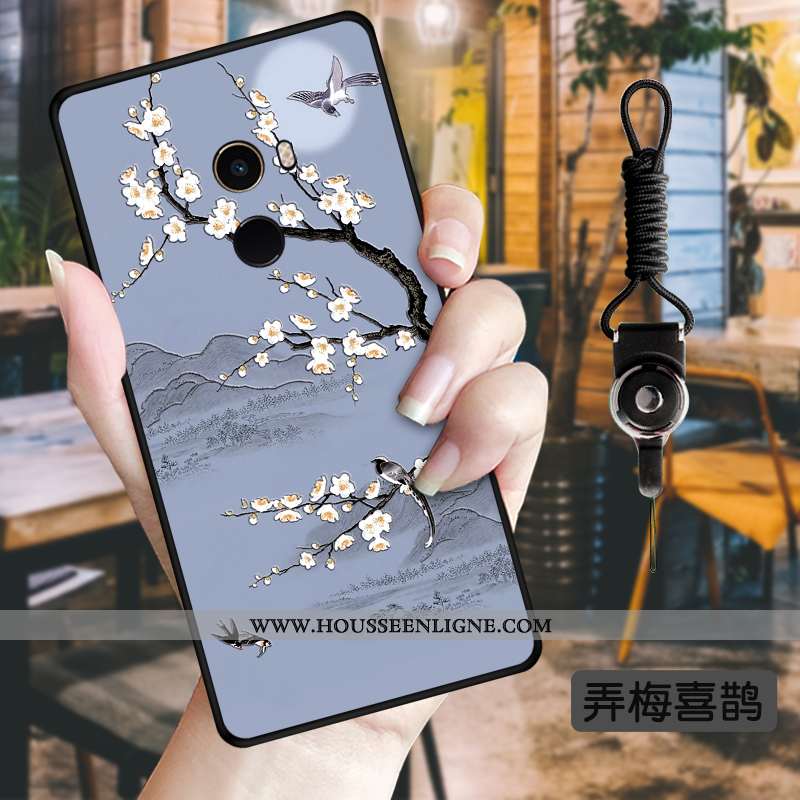 Coque Xiaomi Mi Mix 2 Protection Personnalité Vert Fleurs Vent Téléphone Portable Étui Verte