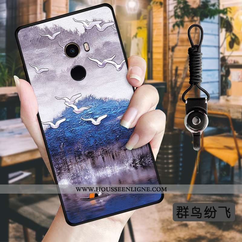 Coque Xiaomi Mi Mix 2 Protection Personnalité Vert Fleurs Vent Téléphone Portable Étui Verte