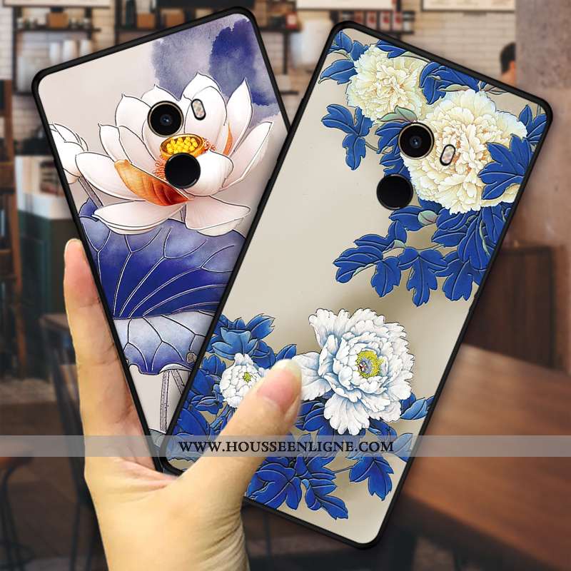 Coque Xiaomi Mi Mix 2 Protection Personnalité Vert Fleurs Vent Téléphone Portable Étui Verte