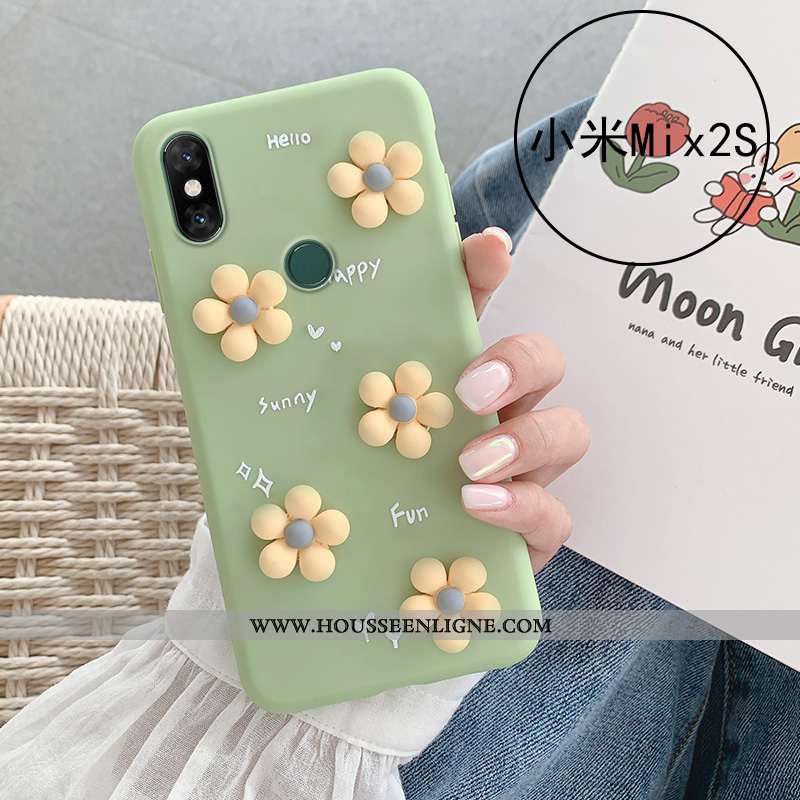 Coque Xiaomi Mi Mix 2s Silicone Fluide Doux Dimensionnel Petit Téléphone Portable Incassable Vert Ve