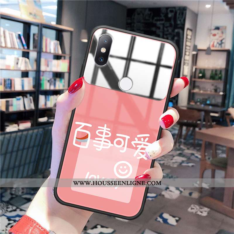 Coque Xiaomi Mi Mix 2s Verre Personnalité Protection Jeunesse Charmant Souriant Jaune