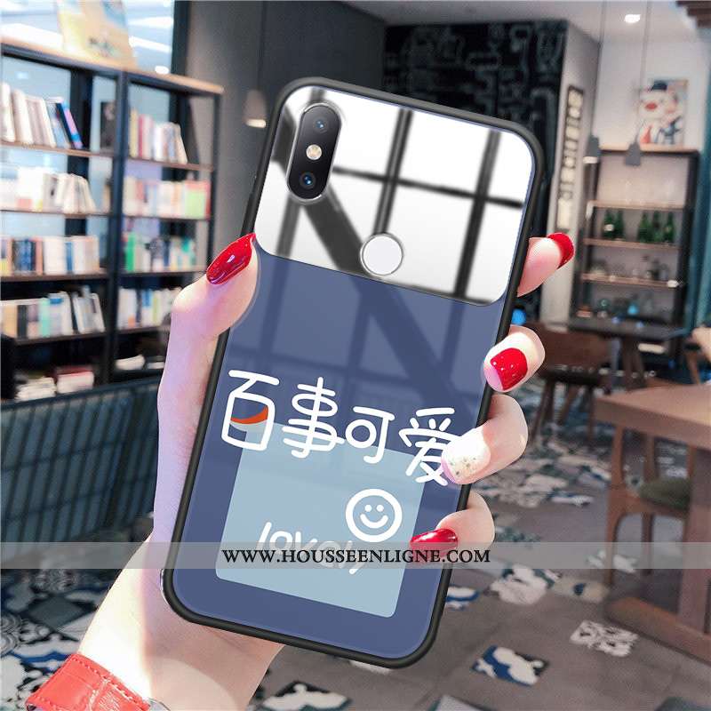 Coque Xiaomi Mi Mix 2s Verre Personnalité Protection Jeunesse Charmant Souriant Jaune