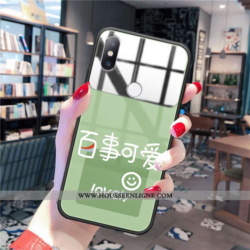 Coque Xiaomi Mi Mix 2s Verre Personnalité Protection Jeunesse Charmant Souriant Jaune
