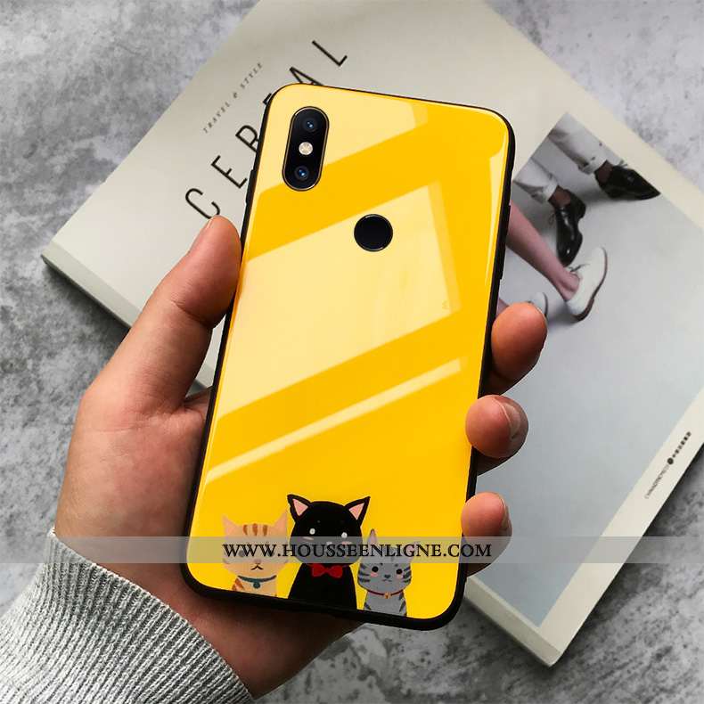 Coque Xiaomi Mi Mix 3 Charmant Silicone Petit Protection Mignonne Jaune Peinte À La Main