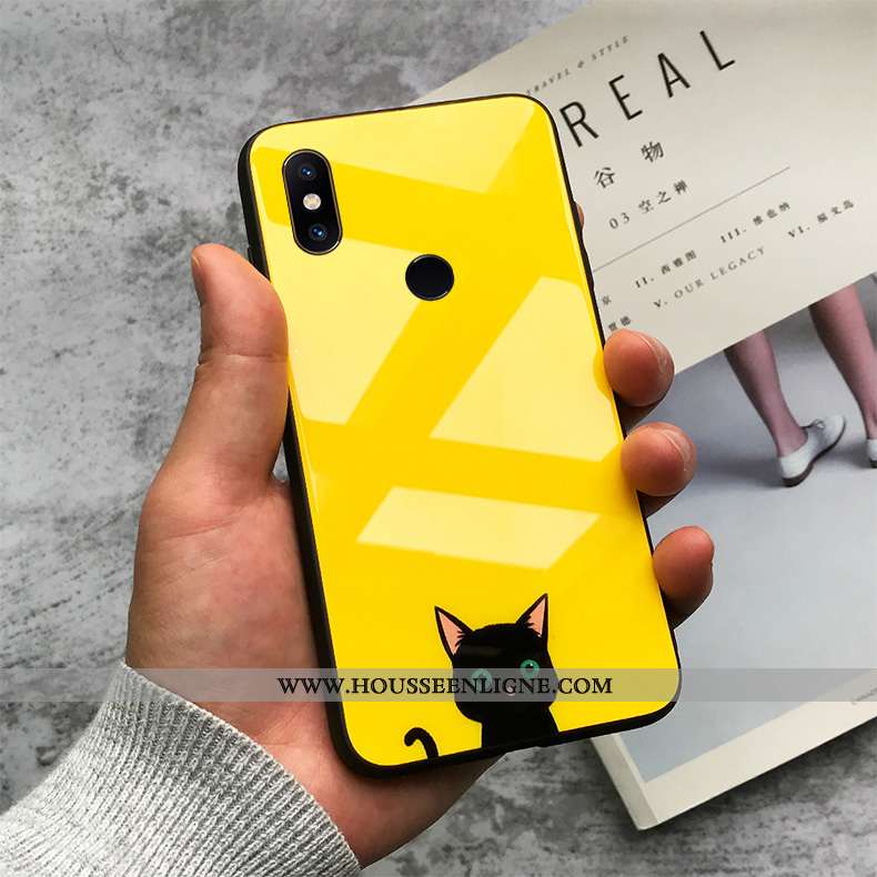 Coque Xiaomi Mi Mix 3 Charmant Silicone Petit Protection Mignonne Jaune Peinte À La Main