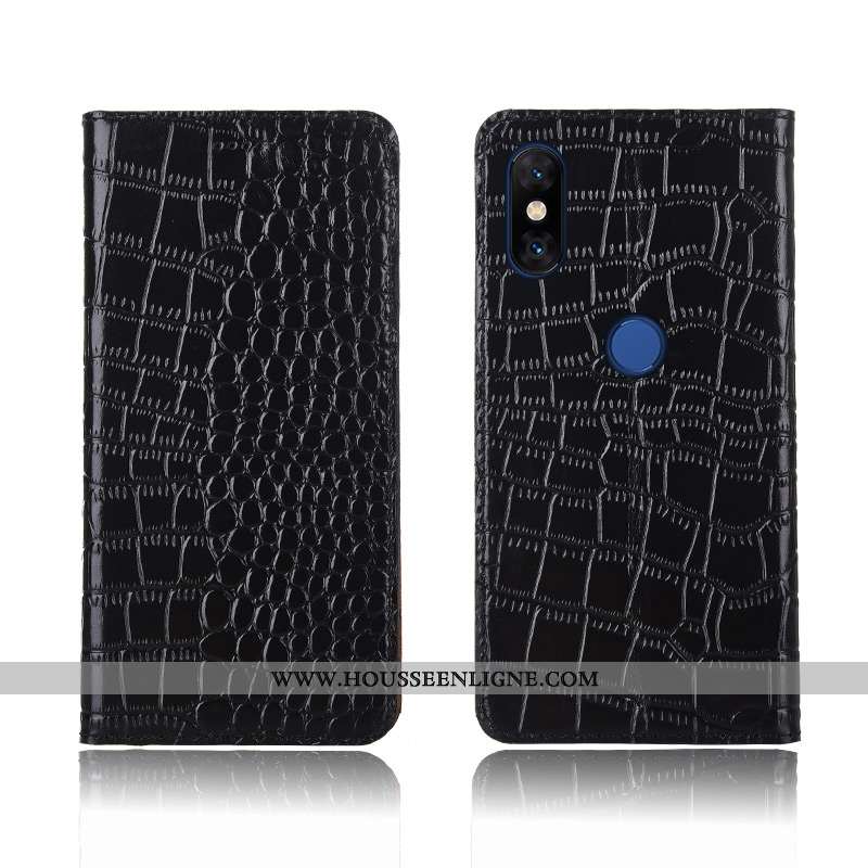 Coque Xiaomi Mi Mix 3 Cuir Véritable Cuir Crocodile Silicone Incassable Tout Compris Simple Marron