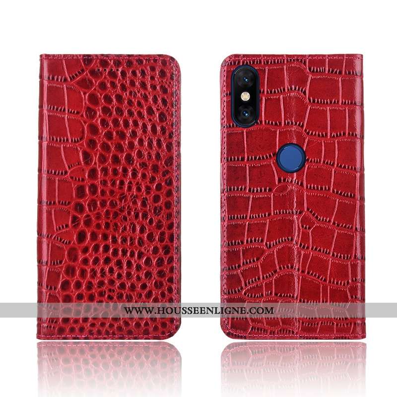 Coque Xiaomi Mi Mix 3 Cuir Véritable Cuir Crocodile Silicone Incassable Tout Compris Simple Marron