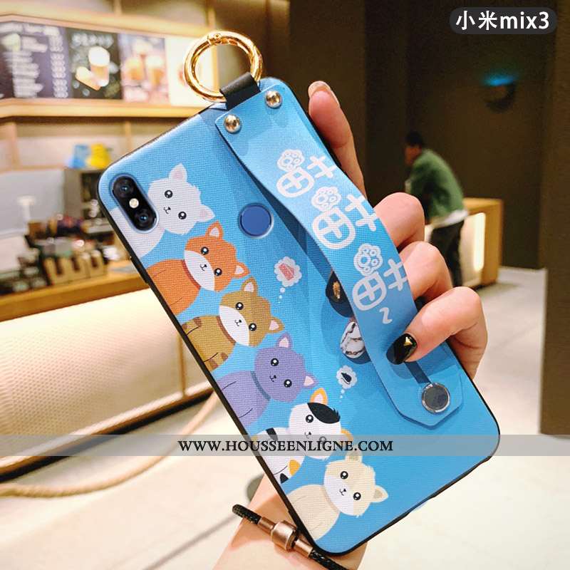 Coque Xiaomi Mi Mix 3 Protection Délavé En Daim Charmant Mignonne Légère Tendance Bleu