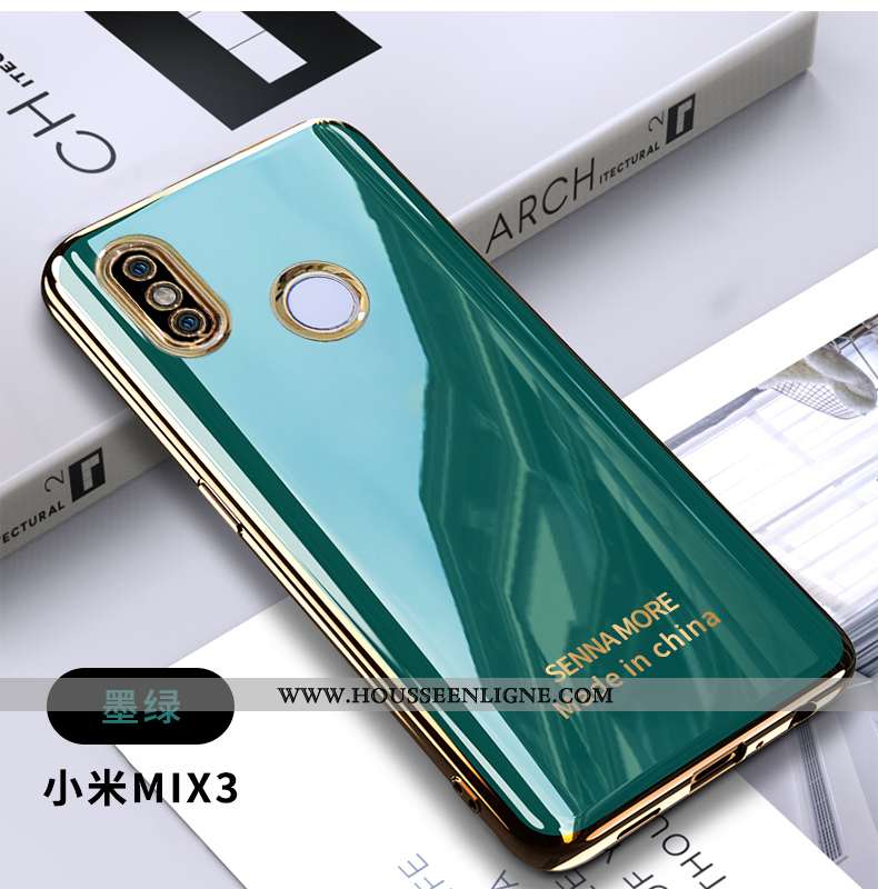 Coque Xiaomi Mi Mix 3 Tendance Fluide Doux Placage Simple Petit Téléphone Portable Bleu