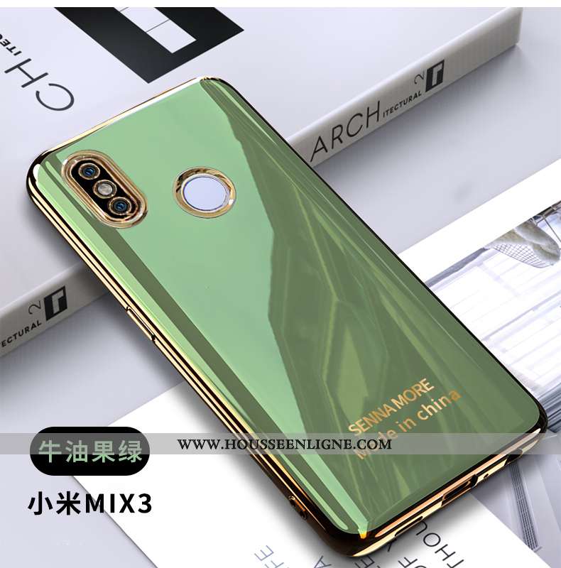 Coque Xiaomi Mi Mix 3 Tendance Fluide Doux Placage Simple Petit Téléphone Portable Bleu