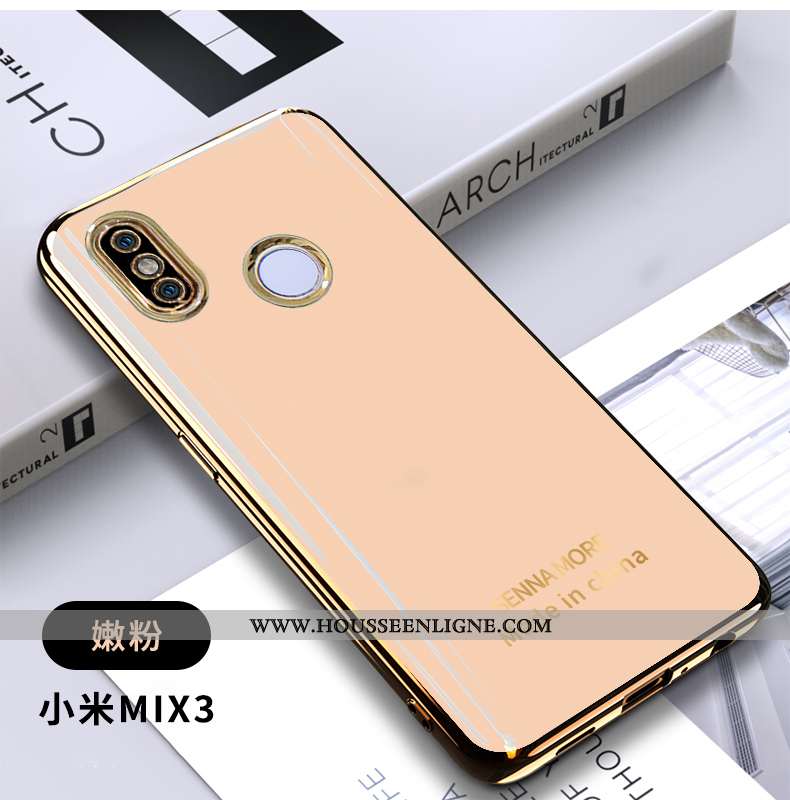 Coque Xiaomi Mi Mix 3 Tendance Fluide Doux Placage Simple Petit Téléphone Portable Bleu