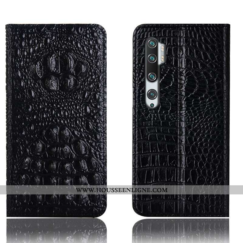Coque Xiaomi Mi Note 10 Cuir Véritable Protection Téléphone Portable Housse Étui Petit Bleu