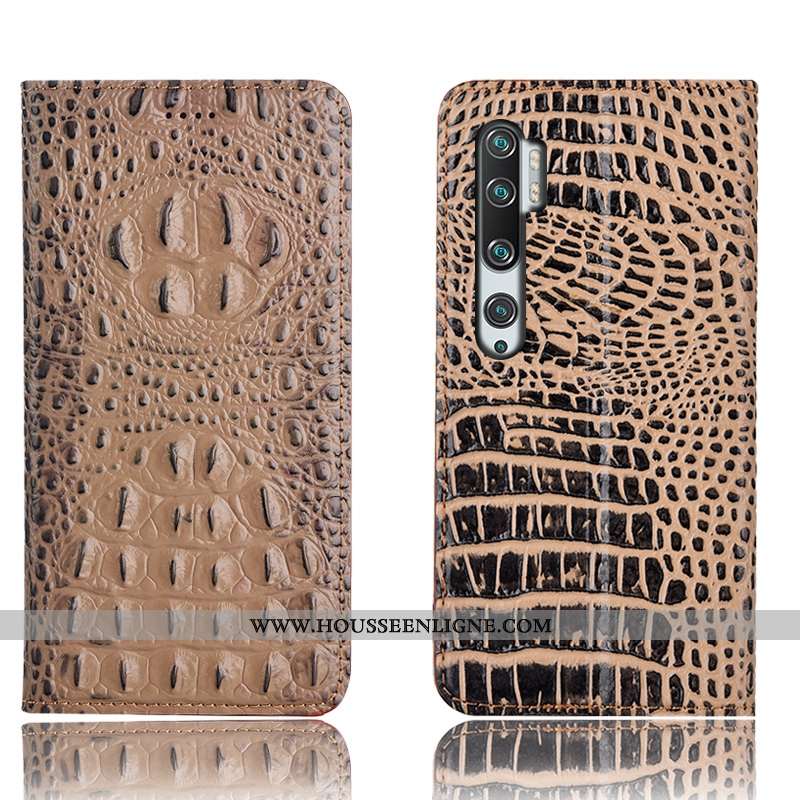 Coque Xiaomi Mi Note 10 Cuir Véritable Protection Téléphone Portable Housse Étui Petit Bleu