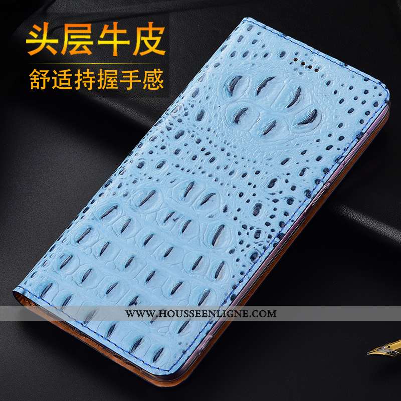 Coque Xiaomi Mi Note 10 Cuir Véritable Protection Téléphone Portable Housse Étui Petit Bleu