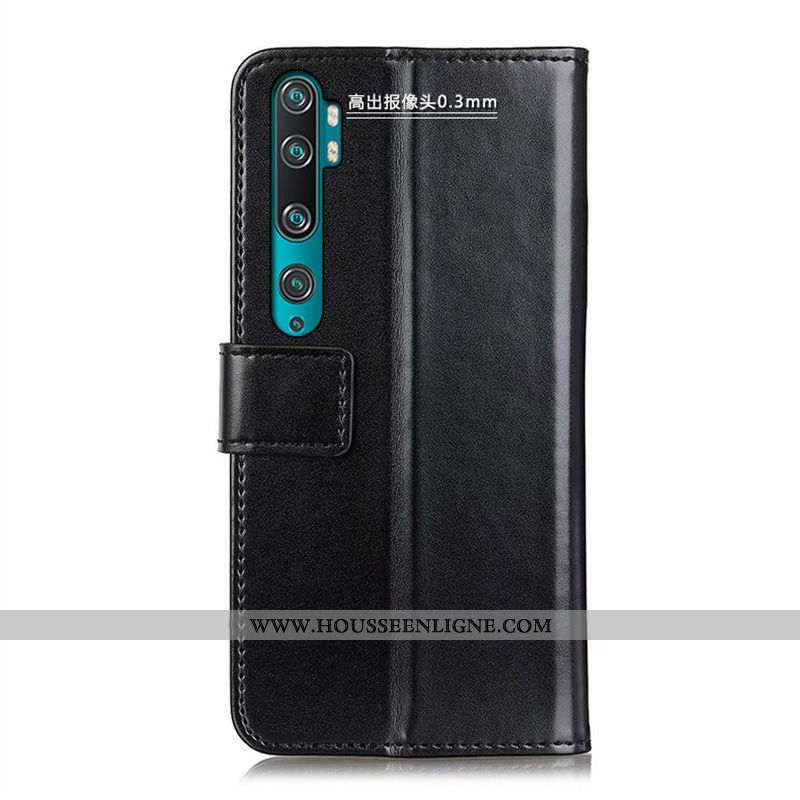 Coque Xiaomi Mi Note 10 Cuir Véritable Silicone Protection Bleu Luxe Étui Petit