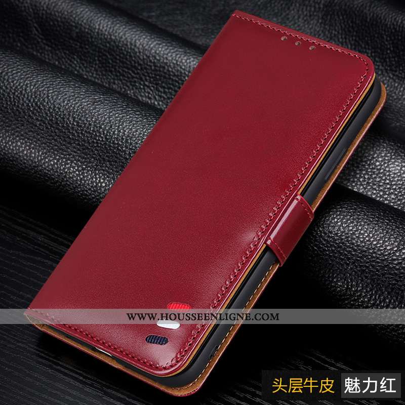 Coque Xiaomi Mi Note 10 Cuir Véritable Silicone Protection Bleu Luxe Étui Petit