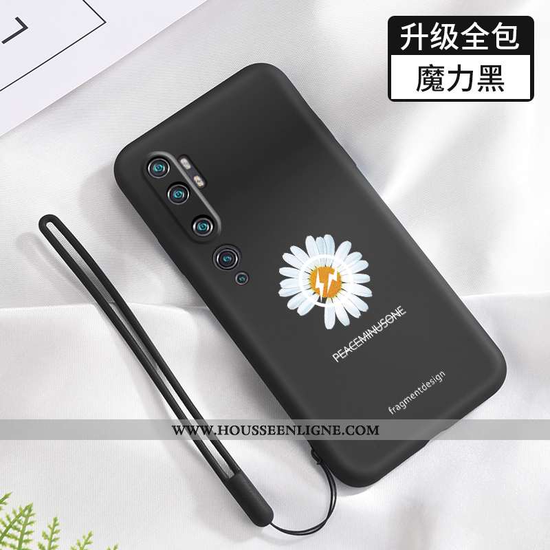 Coque Xiaomi Mi Note 10 Fluide Doux Silicone Petit Noir Petite Marguerite Net Rouge Téléphone Portab