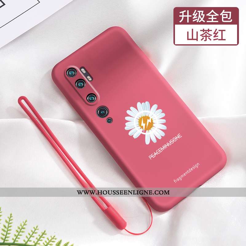 Coque Xiaomi Mi Note 10 Fluide Doux Silicone Petit Noir Petite Marguerite Net Rouge Téléphone Portab